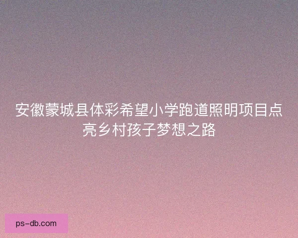 安徽蒙城县体彩希望小学跑道照明项目点亮乡村孩子梦想之路